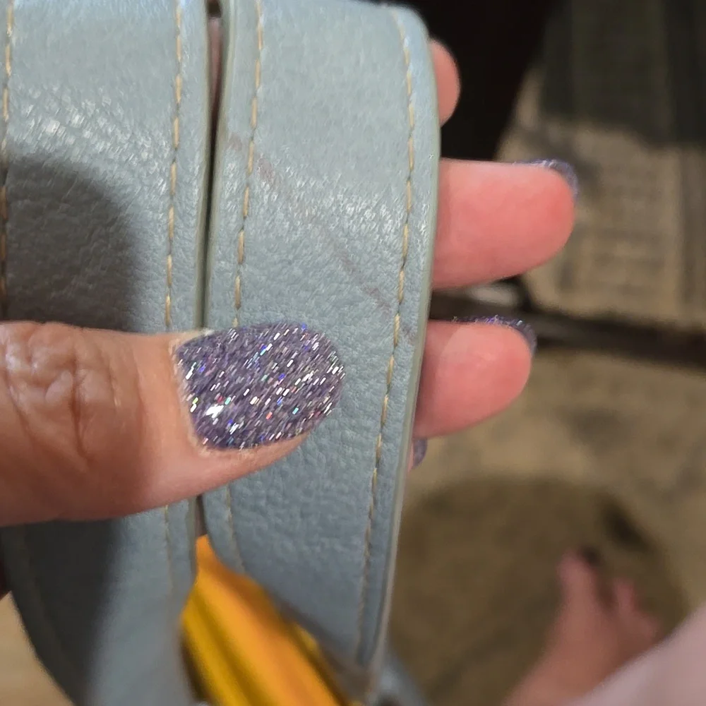 Yellow and Blue Studded Women's Bag, EUC